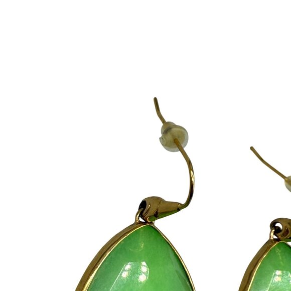 Elegant Teardrop Jadeite  Gemstone Dangle Earrings Gold-Tone Bohochic - Picture 3 of 4